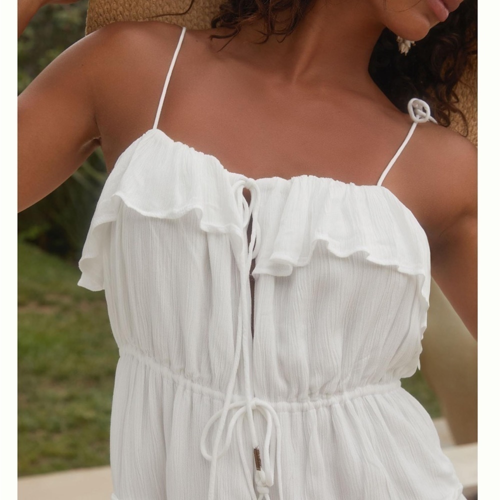 ANTHROPOLOGIE Tiered A Line White Sleeveless Dress Size M NEW - Picture 12 of 12